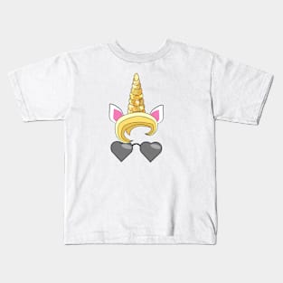 Happy unicorn face. Hand drawn style. Birthday decoration theme illustration Kids T-Shirt